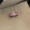 Anillo abierto de esmalte de moda de diseño nicho para niña, anillo retro de alta calidad personalizado negro rosa