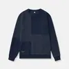 Sudadera con Cuello Redondo de Peso Pesado, de Estilo Americano, con Diseño de Retazos Rayados, Holgada, Tendencia Nueva para Hombre de Primavera y Otoño