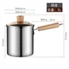 Freidora de Acero Inoxidable 304 Transfronteriza Olla Pequeña para Leche Doméstica Olla Multifuncional Freidora Estilo Japonés Freidora Pequeña de Ahorro de Combustible para Cocina