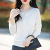 Cárdigan de cuello redondo para principios de primavera y otoño, suéter de punto Andy para mujer, suéter decorado con pedrería, nuevo abrigo elegante de cuello en V para mujer