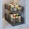 Estante de Almacenamiento para Fregadero de Cocina, Gabinete Deslizante, Almacenamiento Multifuncional para Especias, Canasta Deslizante Multifuncional de Varias Capas, Estante en Capas Dentro del Gabinete
