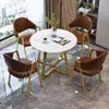 Mesa de jantar de ardósia de luxo leve, pequena mesa redonda nórdica, mesa simples para negociação em escritório de vendas, mesa para apartamento pequeno de uso doméstico, mesa redonda de lazer
