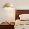 Luminária de parede em estilo wabi-sabi vintage com travertino amarelo, luminária de cabeceira para quarto, design nórdico, semicircular, para sala de estar, corredor e iluminação de parede de fundo