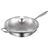 Wok de Aço Inoxidável 316 Extra Espesso Uso Doméstico Wok Extra Espesso de Grau Alimentício Panela de Economia de Energia Específico para Fogão de Indução Panela Antiaderente