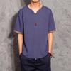 Camiseta masculina estilo chinês moda masculina verão fino solto plus size manga curta imitação linho simples retro camiseta