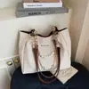 Moda Transfronteriza Bolso para Mujer 2025 Nuevo Versátil Estilo de Oficina con Tacto de Alta Calidad, Cadena de Perlas, Gran Capacidad, Bolso de Hombro Tote Casual