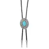 Collar de Cuero de Moda Europeo y Americano, Flor de Piedra de Acrílico con Forma de Flor, Collar Retro Bolo, Cadena para Suéter, Collar Personalizado para Hombres y Mujeres