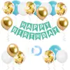 Set de Globos con Banderín de Cola de Pez Feliz Cumpleaños Transfronterizo Decoración de Fiesta para Pared de Fondo Infantil Arreglo de Cumpleaños