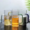 Plaza Qian Ming Xuan Taza de Vidrio Resistente al Calor Taza de Desayuno Taza de Leche Hogar Gran Capacidad Taza con Infusor de Té Taza de Agua con Asa Taza