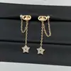 Pendientes Dior/Dior Cd Letra Nariz de Cerdo Estilo Nuevo Borla Incrustaciones de Pedrería Pendientes Clásicos Retro Europeos y Americanos para Mujer