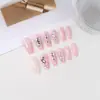 Uñas Postizas Francesas de Ballet de Longitud Media con Diseño de Escalera Cruzada Transfronterizas de 12 Piezas Manicura Portátil Uñas Postizas Uñas al por Mayor