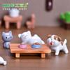 Animales codiciosos micro paisaje diy bonsái pequeños adornos cartón gato y perro lindos animales de resina accesorios de jardinería