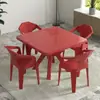 Conjunto de Mesa e Cadeiras Espessos e Resistentes para Barraca de Comida de Feira Noturna, Mesa e Cadeiras de Plástico à Prova d'Água e de Sol para Churrasco na Praia, Mesa de Cerveja