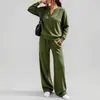 2026 Ropa Femenina Transfronteriza Europea y Americana Otoño e Invierno Nueva Moda Holgada Manga Larga Superior Pantalones de Pierna Ancha Conjunto Deportivo Casual de Dos Piezas