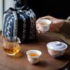 Mi Yan Juego de Viaje de Cerámica Hecha a Mano Juego de Almacenamiento Juego de Té Kung Fu Tazón con Tapa Dorada Taza de Té Bolsa de Té Portátil