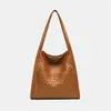 Bolso Tote de Gran Capacidad para Mujer Estilo Nuevo Transfronterizo, Bolso Cubo Simple y Versátil, Bolso de Mano Tejido de Moda, Bolso de Hombro