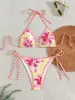 Nuevo Bikini Europeo y Americano para Mujer Sexy Estampado con Tirantes Triángulo Bikini Bikini Amazon Traje de Baño Transfronterizo para Mujeres