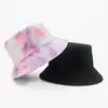 Sombrero de pescador tie-dye de doble cara con estampado digital transfronterizo para hombres y mujeres, sombrero de protección solar para moda exterior de primavera y verano
