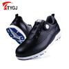 TTYGJ Sapatos de Golfe Cadarço Rápido Botão Giratório Sapatos Masculinos Fixação de Golfe Prego Tênis Preto 1036