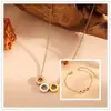 Joyería de Acero Inoxidable Galvanoplastia al Vacío Anillo Hueco Versátil Engranaje Colgante en Forma de Corazón Tricolor Collar para Clavícula para Mujeres
