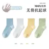 Calcetines para Niñas, Verano, Malla Fina, Transpirables, Anti-Olor, Absorbentes de Sudor, Algodón Puro, Calcetines de Algodón de Caña Media para Niñas Estudiantes