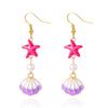 Vacaciones de Verano en la Playa Pendientes de Concha Moda Europea y Americana para Mujer Pendientes de Concha Estilo Marino Fresco Simple Pendientes Pendientes