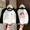 Camiseta de Manga Larga con Retazos para Niña, Capa Base DeRong Ropa de Otoño 2026 Nuevo Top Térmico Interior para Niños Otoño/Invierno