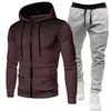 Conjunto com Zíper Estampa de Bolinhas, Moletom Esportivo Unisex com Forro de Fleece para Outono e Inverno e Calça de Moletom, Conjunto Esportivo Masculino