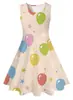 Comércio Exterior Europeu e Americano Transfronteiriço Mais Vendido Estampa Digital 3D Desenho Animado Fofo Doce Balão Roupa Infantil Vestido de Verão Sem Mangas