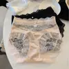 Estilo Dulce Estrella~Bragas de Satén con Encaje de Lujo Ligero, Estilo Femenino de Deseo Puro, Calzones de Algodón Puro de Cintura Media de Gama Alta