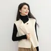 Nuevo Chaleco de Lana Doble Cara para Mujer Otoño e Invierno 2026, Talla Petite, Cuello en V, Chaleco de Lana Simple y de Alta Gama