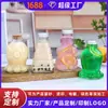 Garrafas de Vidro Transparentes Personalizadas para Bebidas no Atacado, Garrafas Seladas Fofas para Chá com Leite, Garrafas de Vinho de Frutas Urso, Garrafas Seladas para Servir Suco