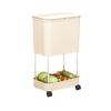 Cubo de basura móvil con ruedas Estante de almacenamiento doméstico de tres niveles nuevo con tapa Estante de almacenamiento de tres en uno para dormitorio sin dobleces