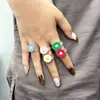Anillo de Resina de Girasol Colorido Japonés y Coreano Transfronterizo Más Vendido Joyería Anillo Decorativo de Flor Exquisita Venta al Por Mayor
