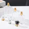 Botellas cuadradas de vidrio de alta transparencia al por mayor para perfume de 30/50/100 ml para fragancias y cosméticos, botellas vacías recargables con pulverizador de presión