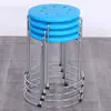 Taburete Redondo Grueso para el Hogar, Taburete de Madera Maciza, Taburete Redondo Moderno de Hierro Forjado, Taburete Reforzado de Acero Apilable, Juego de Taburetes, Banco