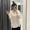 Camisa Elegante de Verano Individual Japonesa para Mujer Camisa de Manga Larga Ropa Exterior Ligera Camisa para Aire Acondicionado Fácil Cuidado Ropa de Trabajo Negocios 469417
