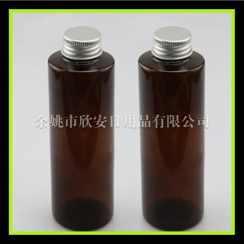 250ml平肩pet+ 铝盖棕色