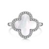 Japonês e coreano novo s925 anel de prata esterlina moda feminina all- correspondência design branco mãe shell preto incrustado anel de prata atacado