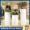 Exterior de tienda de ropa personalizado, juego de tres piezas de macetero exterior de fibra de vidrio, maceta cuadrada para plantar, maceta grande de pie