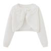 Chaqueta tipo cárdigan de punto con un botón y lazo de encaje para niños de primavera y otoño, ropa para padres e hijos, chaqueta fina de verano para niñas de talla mediana y grande