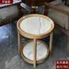 Mesa de Café Mahjong de Gama Alta con Forma de Abanico para Hotel Madera Maciza Placa de Roca Pequeño Estante de Almacenamiento Sala de Ajedrez y Cartas Estante para Agua de Té Especial para Casa de Té Antiescaldado