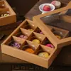Pastel Lunar Tradicional Chino Caja de Empaque Caja de Regalo Rojo Nueve Cuadrados Yema de Huevo Crujiente Papel Kraft Cuatro-Seis Cuadrados Transparente