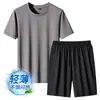 [M-8XL] Traje Deportivo Casual para Hombre Verano Correr Tallas Grandes Tallas Grandes Verano Seda de Hielo Camiseta de Manga Corta