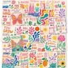 Nuevo set de 50 pegatinas de sellos transfronterizas con diseños florales de ciudades multinacionales, lemas en inglés y arquitectura urbana, pegatinas artísticas e impermeables