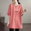 Verão Comércio Exterior Novo Estilo Versão Coreana Feminino Solto Tamanho Grande Camiseta Básica Comprimento Médio Estiloso Redutor de Idade Manga Curta Camiseta Top