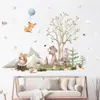 BR93785 adesivos de parede autoadesivos de animais pequenos da selva de contos de fadas de desenho animado, adesivos decorativos para parede de fundo de sala de estar, quarto, cômodo