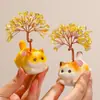 Adorno de Cristal Natural con Temática de Gatos: Árbol de la Fortuna de Citrino y Amatista, Decoración de Escritorio de Alta Gama