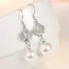 Nuevas joyas europeas y americanas populares venta caliente deseo popular Corona de Diamante Pendientes de Perla joyería de oído