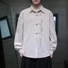 Camisa de manga larga con hebilla para hombre, nueva camisa de lino de estilo chino 2024, camisa de manga larga para hombre, camisa de lino de algodón de estilo chino a rayas de talla grande.